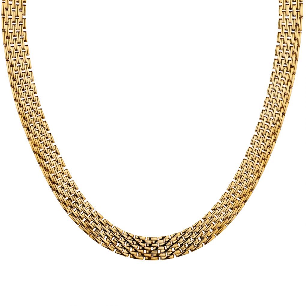 Ladies 14kt Yellow Gold Panther Link Choker Chain.