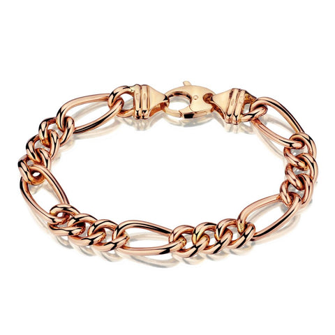 14kt Rose Gold Figaro Open Link Bracelet.  Made in Italy