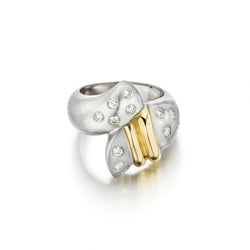 0.60CT Total Weight Diamond Two-Tone Gold Swirl Ring