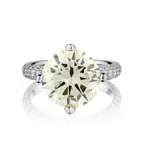 5.50 Carat Round Brilliant Cut Fancy Yellow Diamond WG Ring