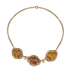 14KT Yellow Gold Victorian-Era Citrine Chocker Necklace