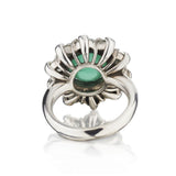 5.00 Carat Cabachon Green Emerald And Diamond WG Ring