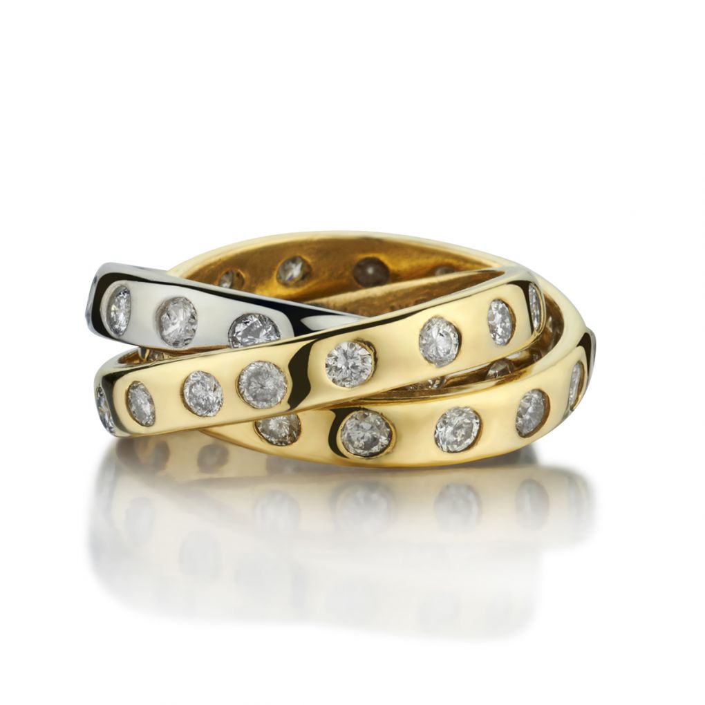 Cartier Trinity Tri-Color Gold and Diamond Rolling Ring – CIRCA