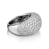 Ladies 18kt white gold diamond dome ring. .4.50Tw