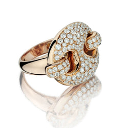 2.50 Carat Total 18KT Rose Gold Gucci-Style Pave-Set Trendy Ring