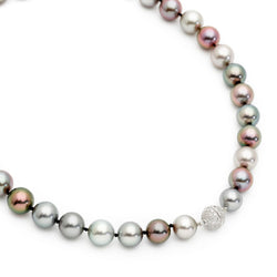 South Sea Tahitian Pearl Strand & Diamond Clasp Necklace