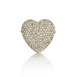 Victorian 4.50 Carat Total Old-Mine Cut Diamond Heart Brooch/Pendant