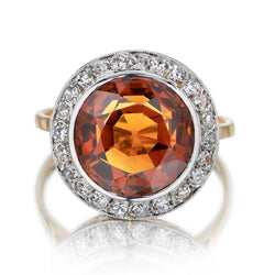 4.75 Carat Citrine Gemstone And Diamond Halo Vintage Ring