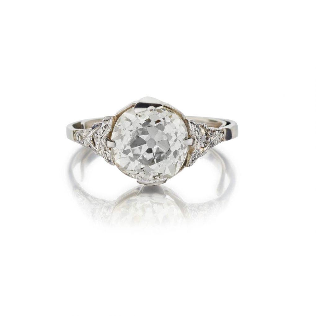 Diamond Solitaire Engagement Ring with Pavé Band | Birks Deco