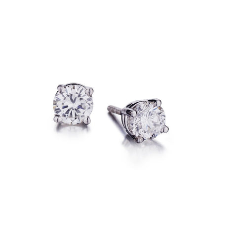 1.00 Carat Total Round Brilliant Cut Diamond Stud Earrings