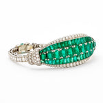 Cartier Vintage Natural Green Emerald & Diamond Bracelet. Circa 1950