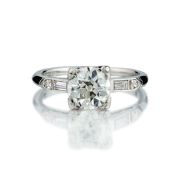 Art Deco Platinum Old-European Cut Diamond Engagement Ring