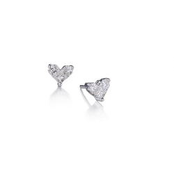 Round Brilliant Cut Diamond Cluster Heartshaped Stud Earrings