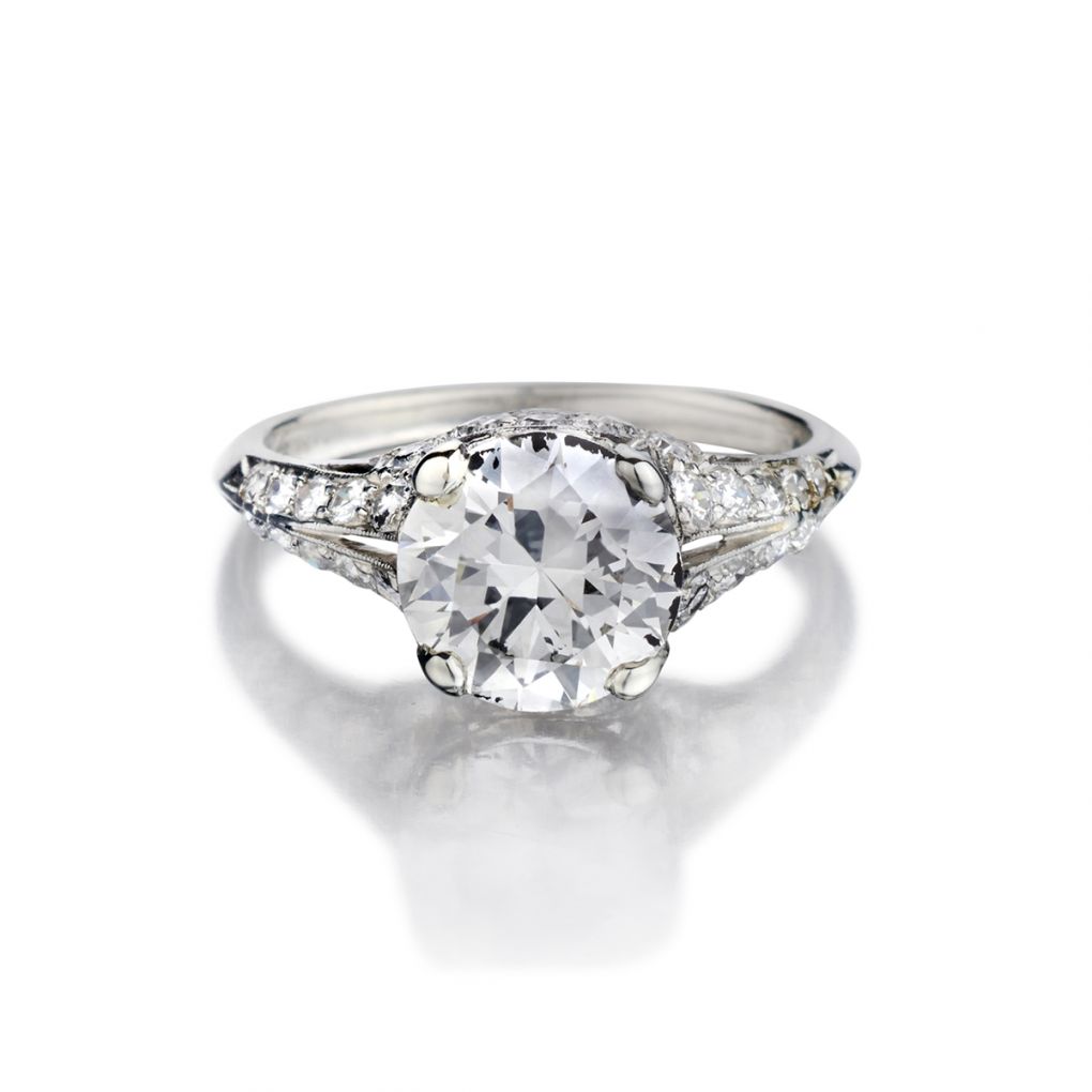 2.50ct Old European Cut Diamond Engagement Ring. Platinum Ring. - Etsy  Norway