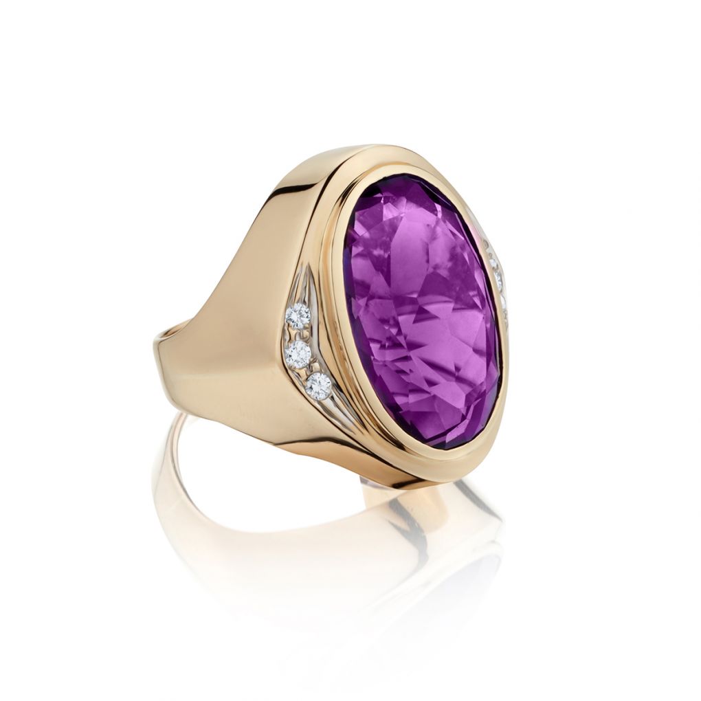 Modern Large Amethyst and Diamond Ring. – Van Rijk