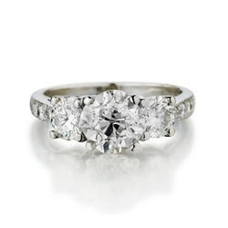 2.60 Carat Total Weight Old-European And Round Brilliant Cut Diamond Ring