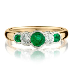 Birks 18kt  and Plat Diamond and Genuine Green Emerald Ring.