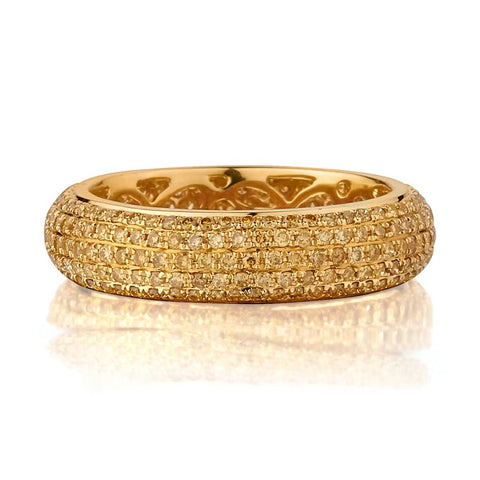 2.00 Carat Total Weight Pave-Set Treated Fancy Yellow Brilliant Cut Diamond Band