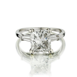 3.08 Carat Princess Cut Diamond White Gold Engagement Ring
