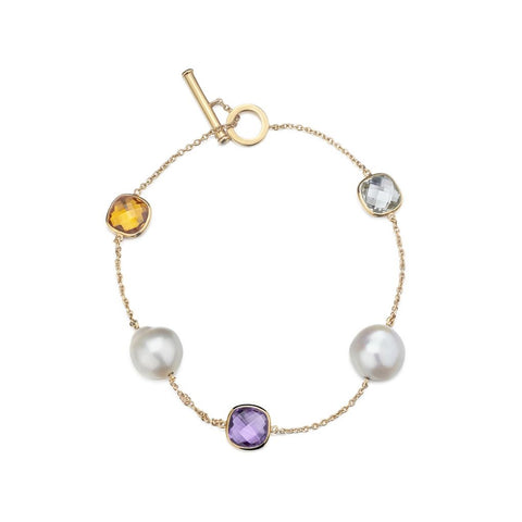 Birks 18KT Yellow Gold Tony Cavelti Buff-Top Gemstone Y Bracelet