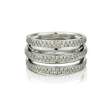 1.15 Carat Total Pave-Set Diamond Three Row White Gold Band