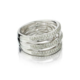 1.15 Carat Total Pave-Set Diamond Three Row White Gold Band