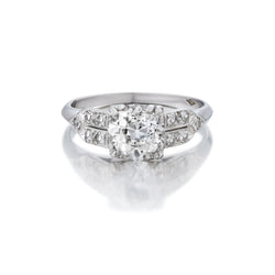 Art Deco 1.42 Carat Old-European Cut Diamond Engagement Ring
