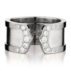Cartier Double C with diamonds in 18kt White Gold. Size: 6-1/2