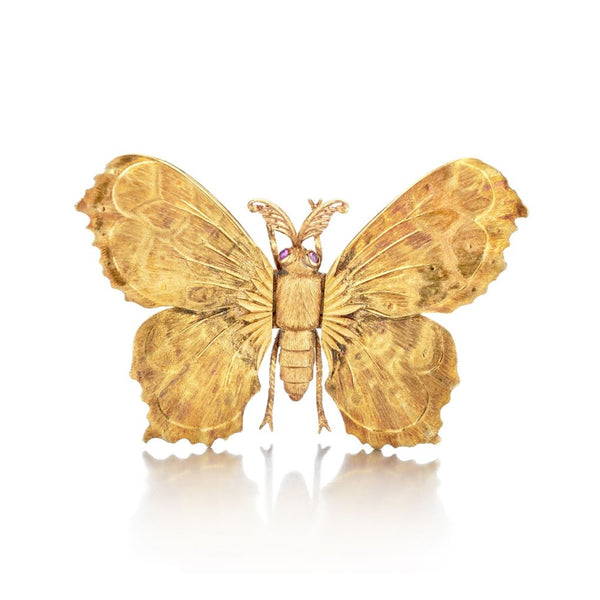 Buccellati Mid-Century 18KT Yellow Gold Butterfly Brooch – Van Rijk