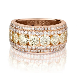 3.96 Carat Total Weight Round Brilliant Cut Diamond Rose Gold Band