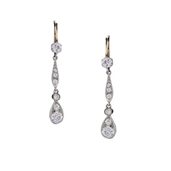 2.05 Carat Old-European Cut Diamond Vintage Drop Earrings