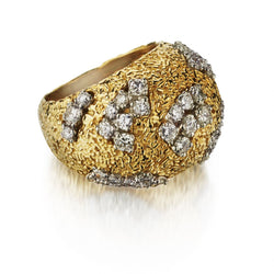 2.50CTW Diamond And Gold Textured Bombe Ring