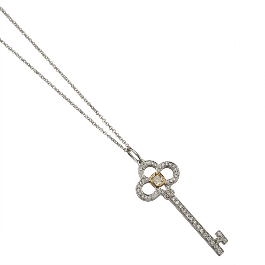 Tiffany & Co. Diamond & Yellow Diamond Crown Key Pendant | Van Rijk ...