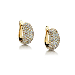 18kt Yellow Gold Diamond Hoop Earrings. 2.50ct Tw Brilliant Cut Diamonds
