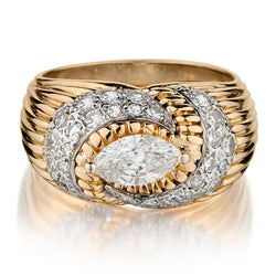 18kt yellow gold and diamond custom made ring ,1.28tcw, stamped Secrett