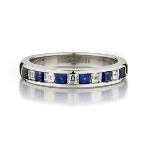 Tiffany & Co. Platinum Diamond And Sapphire Half Circle Band