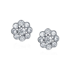 Ladies 14kt White Gold Diamond Cluster Earings. 1.75ct Tw