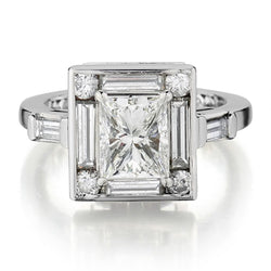 Ladies Platinum Princess Cut  Diamond Ring.  2.95 Tcw.