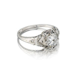 0.85 Carat Old-European Cut Diamond Art Deco White Gold RIng