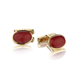 Oval Coral 18kt Yellow Gold Cufflinks.