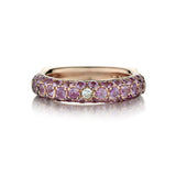 Ladies 14Kt Rose Gold Pink Sapphire and Diamond Band.