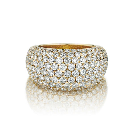 Ladies 18kt Yellow Gold Diamond Dome Ring. 4.15ct Tw