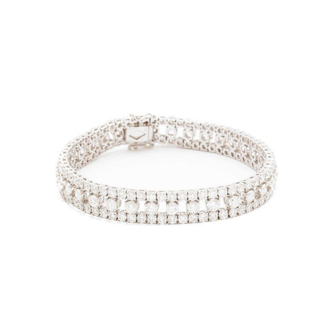 13.20 Total Carat Diamond White Gold Tennis Bracelet
