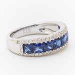 1.26 Total Carat Princess Cut Sapphire Band with Diamonds