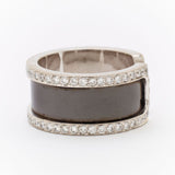 Cartier Paris "Double C "Diamond White Gold & Black Lacquer Ring
