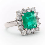 5.00 Carat Green Emerald Ring with Brilliant Cut Diamonds
