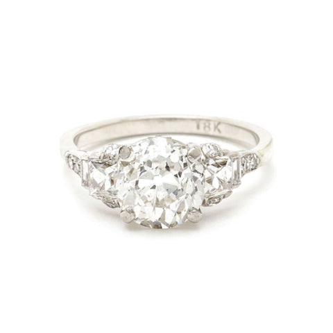 Vintage 2.40 Carat European Cut Diamond Platinum & Gold Ring