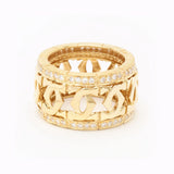 Cartier Double C 18 Karat Yellow Gold & Diamond Ring