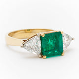 2.91 Carat Green Emerald & Diamond Yellow Gold Ring