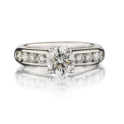 1.03 Carat Round Brilliant Cut Diamomd White Gold Engagement Ring